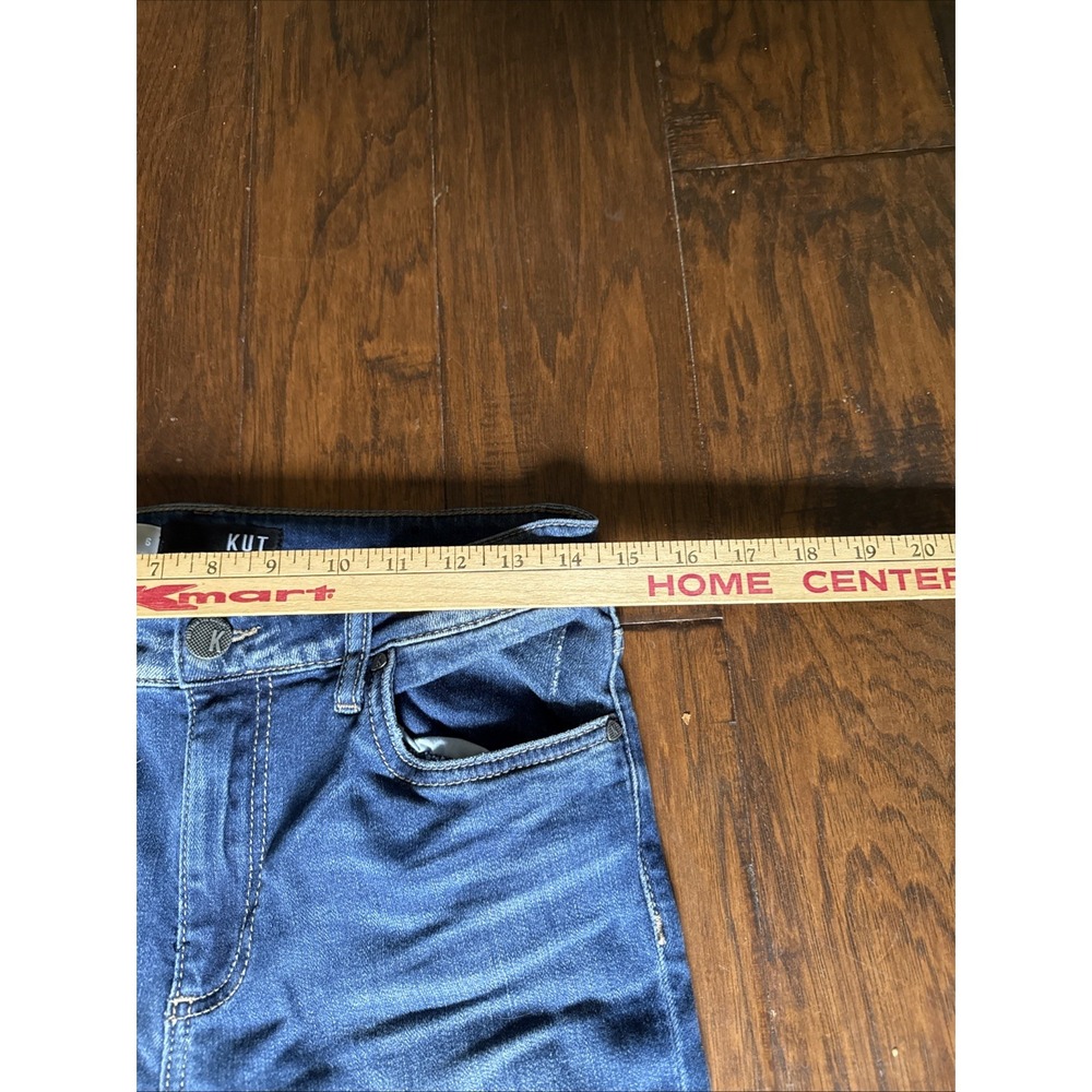 KUT Jeans Womens 6 blue color block Straight Distressed Detailing Fun SOHO BOHO - Picture 12 of 13